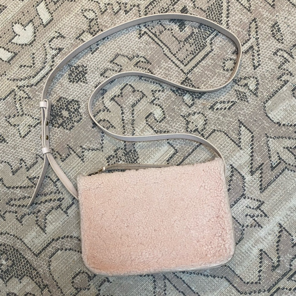 Madewell Pink Shearling Crossbody Bag